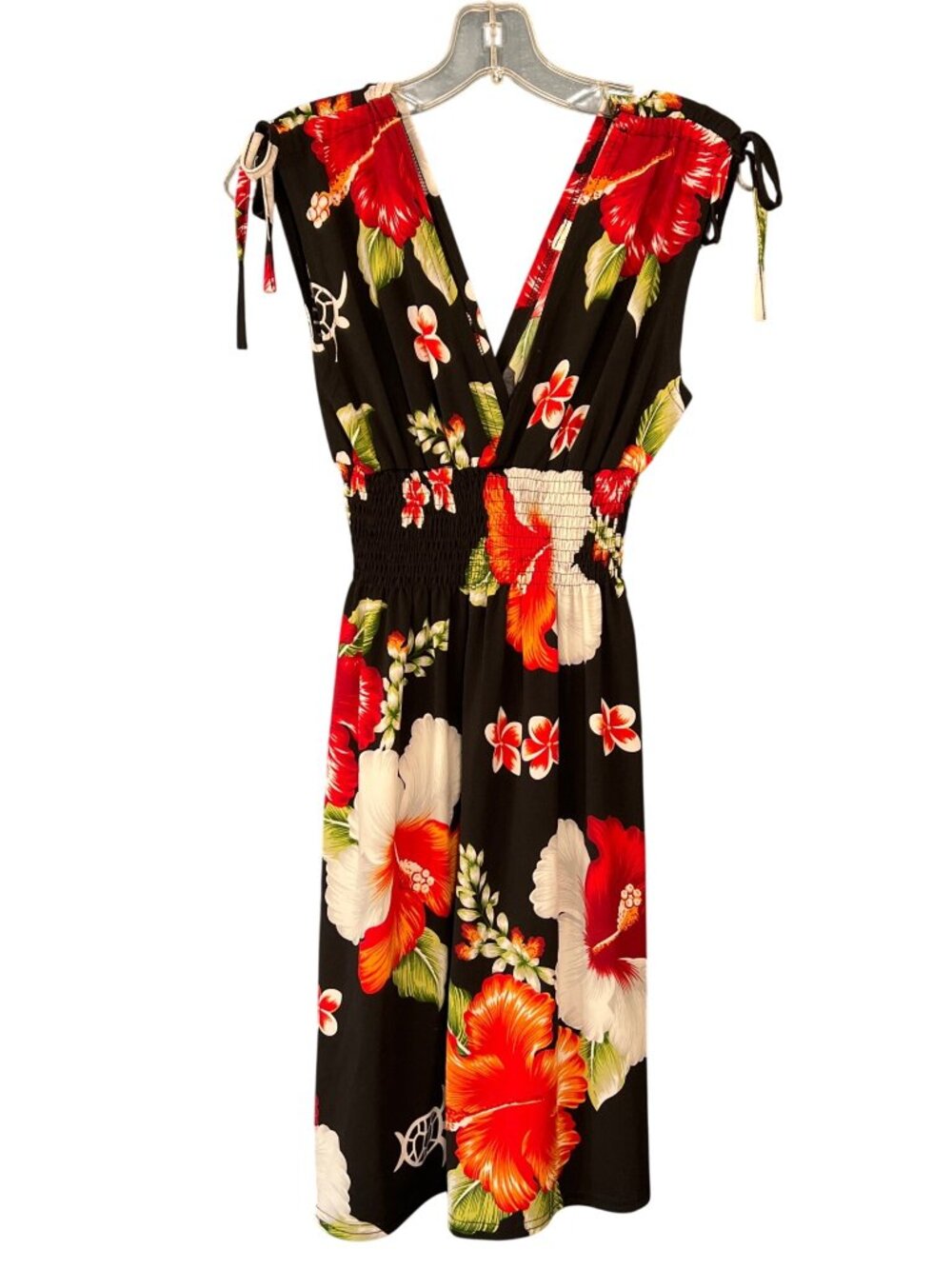 Hawaiin Black and Red Floral Dress